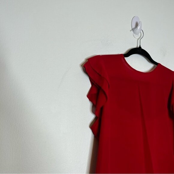 Aritzia Sunday Best Sz L OHara Red Ruffle Blouse - Picture 3 of 8
